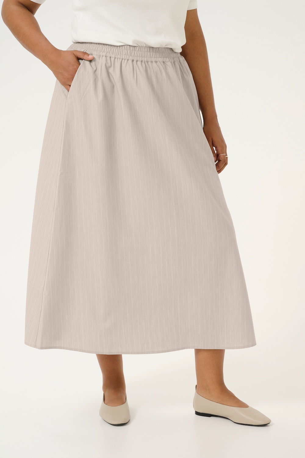 Große Größen Rock A-shape, Damen, beige, Größe: 54, Polyester/Viskose, Happy Size DE Women von KAFFE Curve