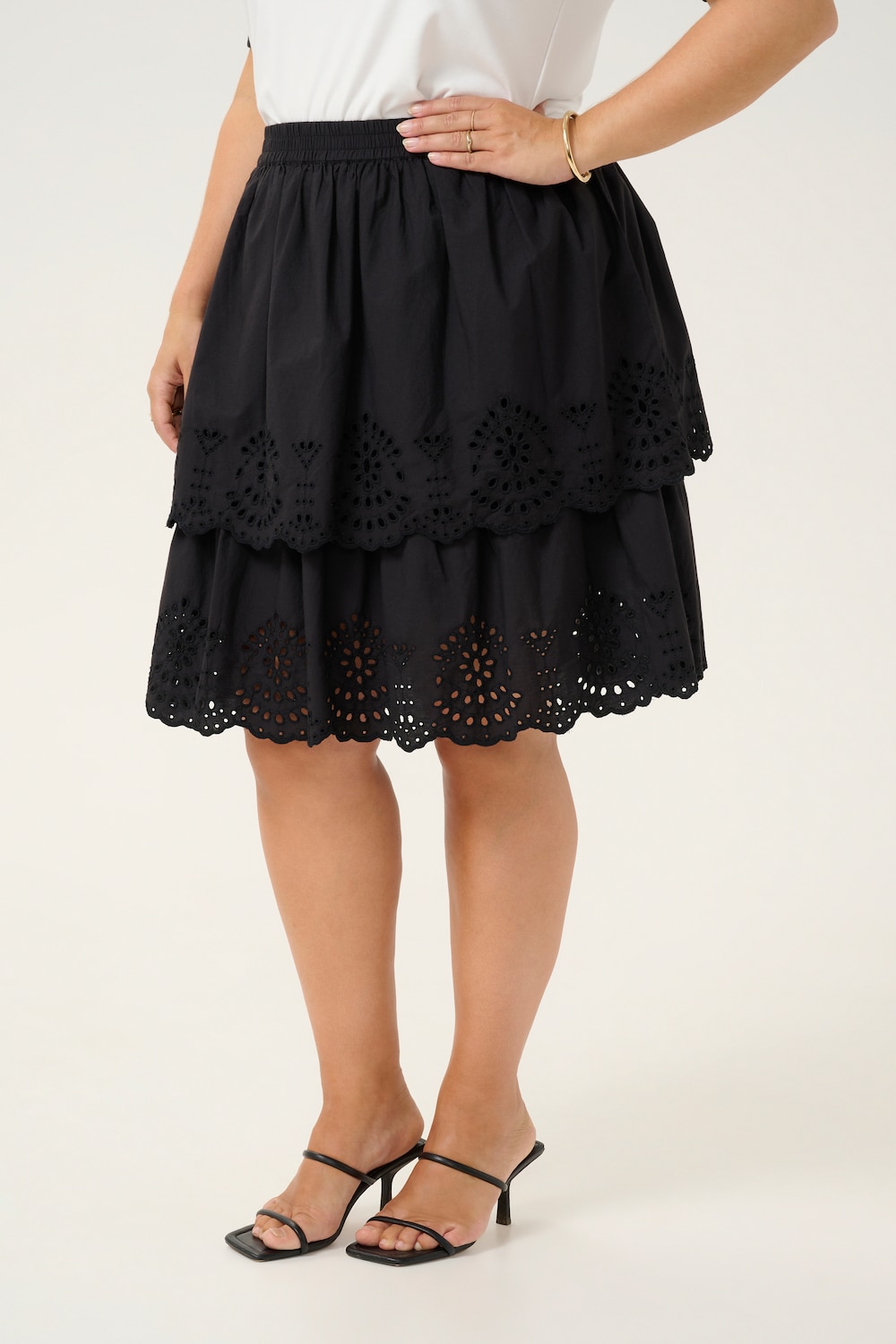 Große Größen Rock A-shape, Damen, schwarz, Größe: 48, Baumwolle, Happy Size DE Women von KAFFE Curve