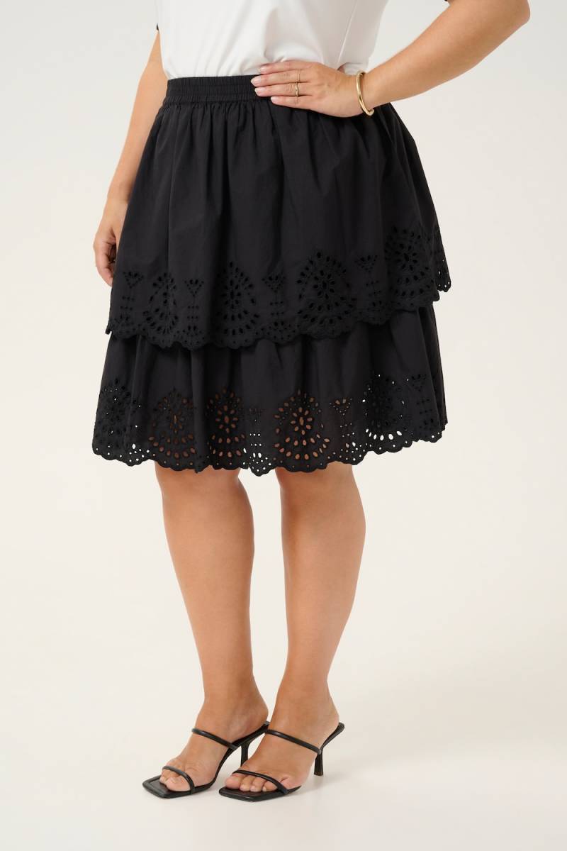 Große Größen Rock A-shape, Damen, schwarz, Größe: 48, Baumwolle, Happy Size DE Women von KAFFE Curve