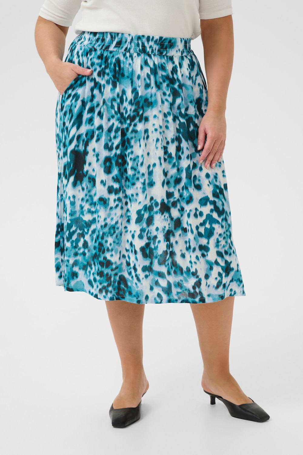 Große Größen Rock A-shape, Damen, türkis, Größe: 44, Viskose, Happy Size DE Women von KAFFE Curve