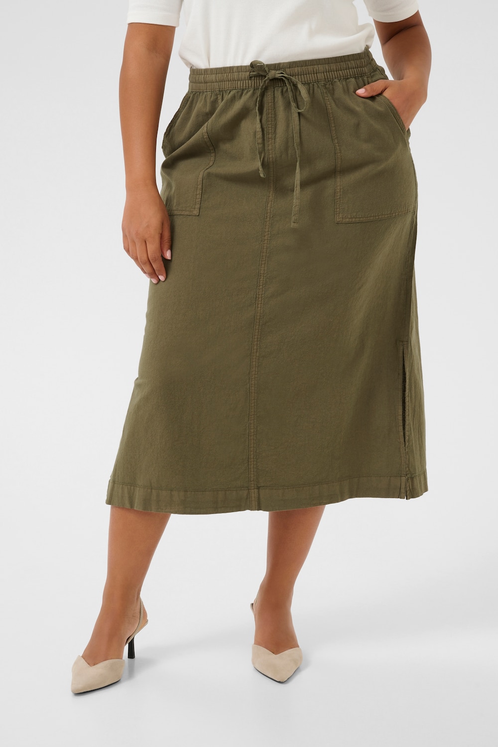 Große Größen Rock Loose fit, Damen, braun, Größe: 44, Baumwolle, Happy Size DE Women von KAFFE Curve