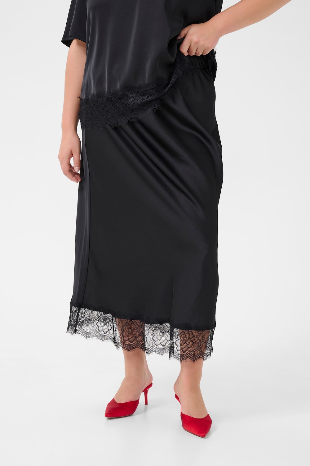 Große Größen Rock Regular fit, Damen, schwarz, Größe: 44, Polyester, Happy Size DE Women von KAFFE Curve