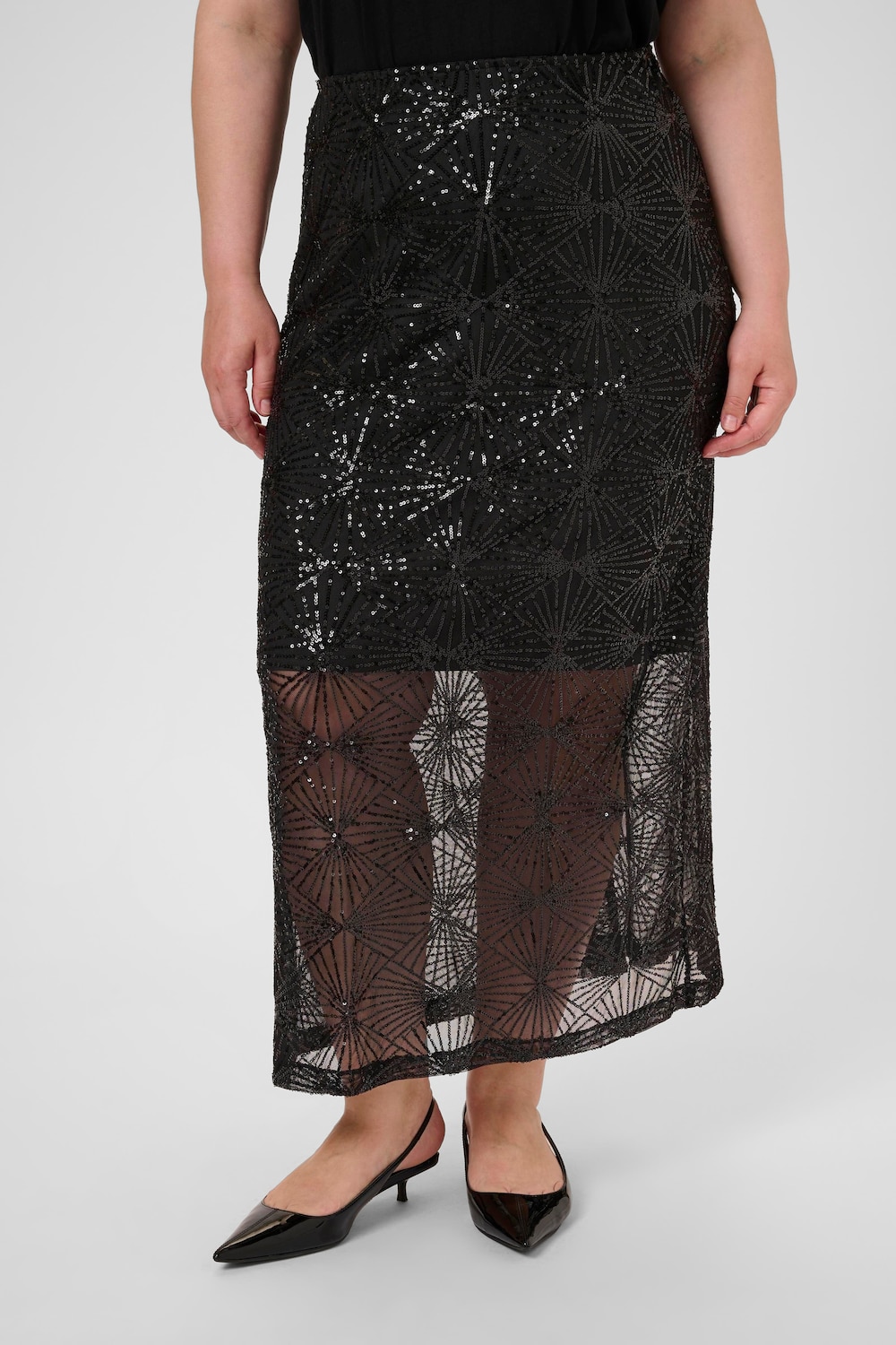 Große Größen Rock Regular fit, Damen, schwarz, Größe: XXL, Polyester, Happy Size DE Women von KAFFE Curve