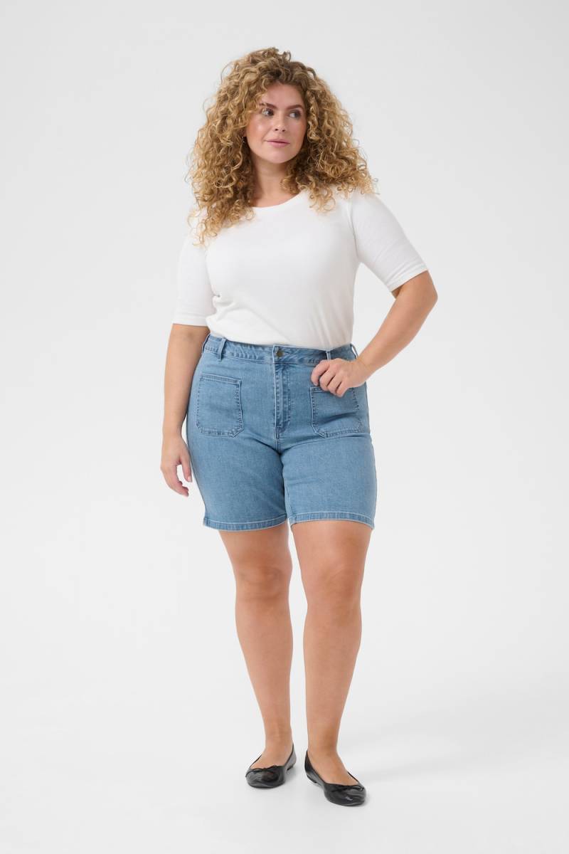 Große Größen Shorts Regular fit, Damen, blau, Größe: 50, Baumwolle/Viskose/Polyester, Happy Size DE Women von KAFFE Curve
