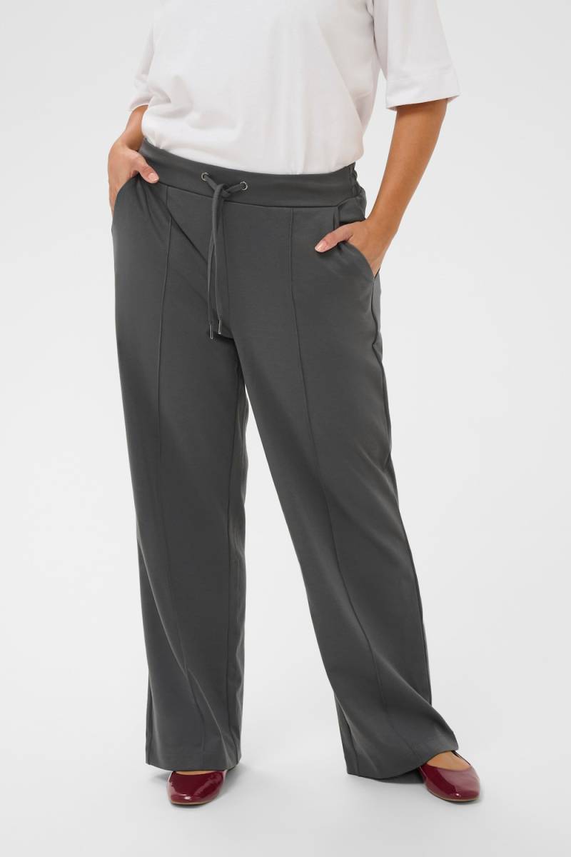 Große Größen Strickhose Regular fit, Damen, grau, Größe: L, Polyester/Viskose, Happy Size DE Women von KAFFE Curve
