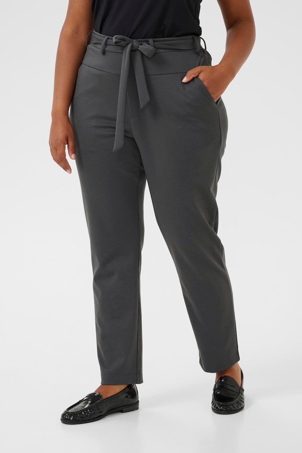 Große Größen Strickhose Regular fit, Damen, grau, Größe: L, Polyester/Viskose, Happy Size DE Women von KAFFE Curve
