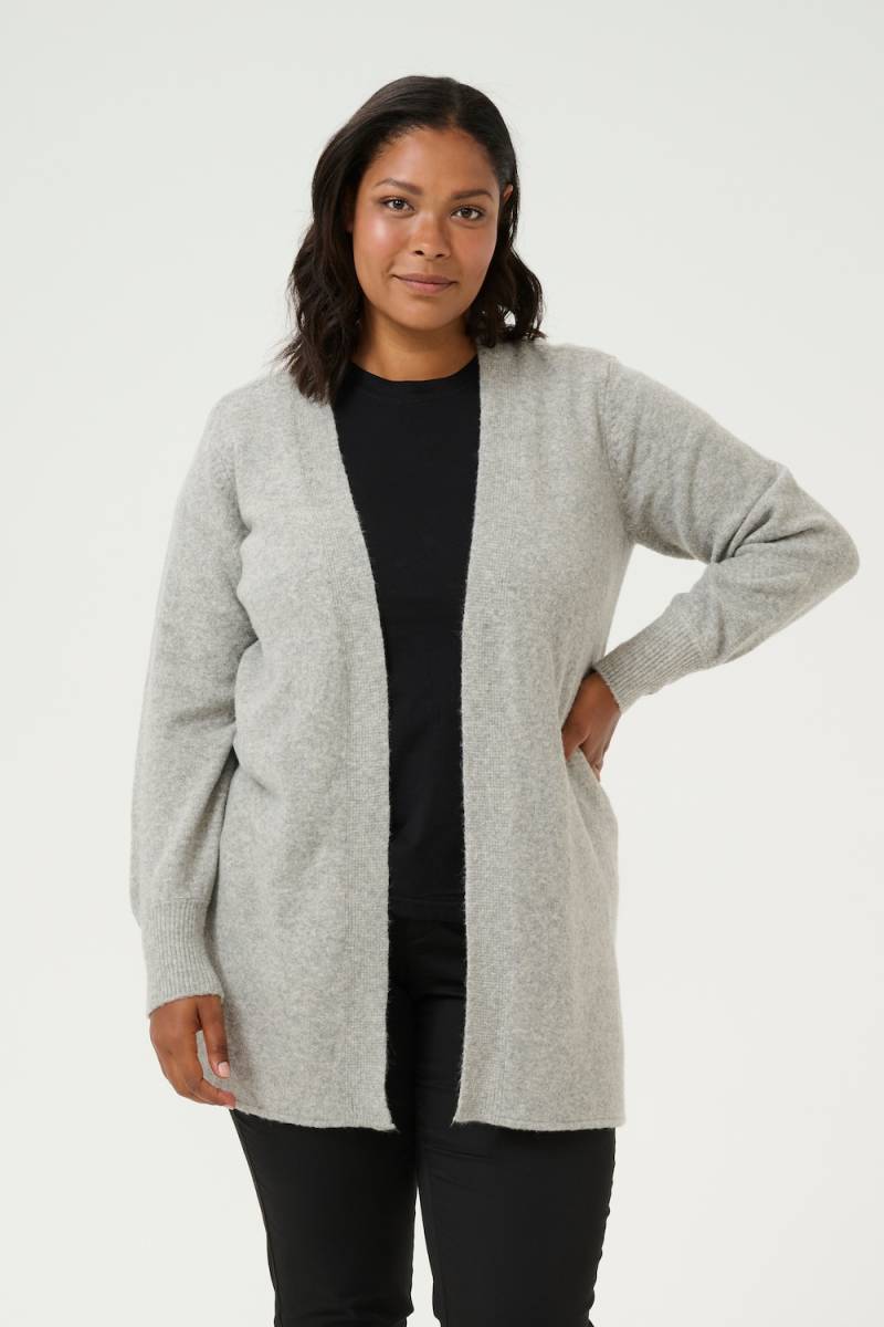 Große Größen Strickjacke Casual fit, Damen, grau, Größe: XXL, Synthetische Fasern/Polyester, Happy Size DE Women von KAFFE Curve