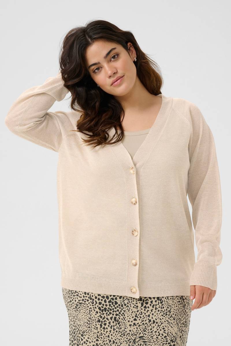 Große Größen Strickjacke Regular fit, Damen, beige, Größe: XXL, Viskose/Synthetische Fasern/Leinen, Happy Size DE Women von KAFFE Curve
