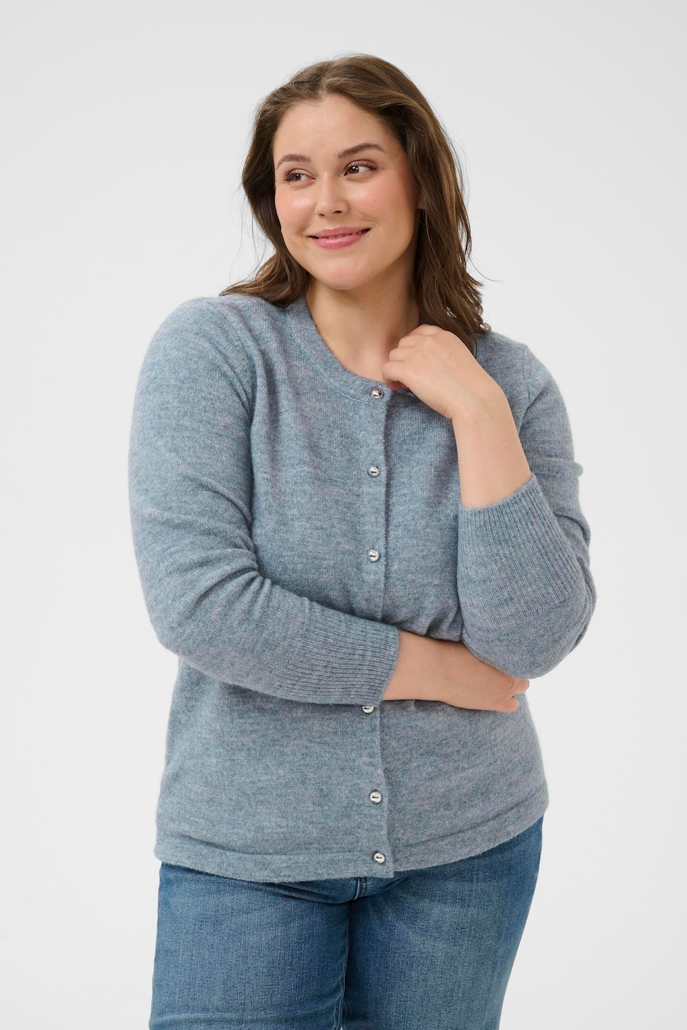 Große Größen Strickjacke Regular fit, Damen, blau, Größe: 3XL, Polyester/Synthetische Fasern/Nylon, Happy Size DE Women von KAFFE Curve