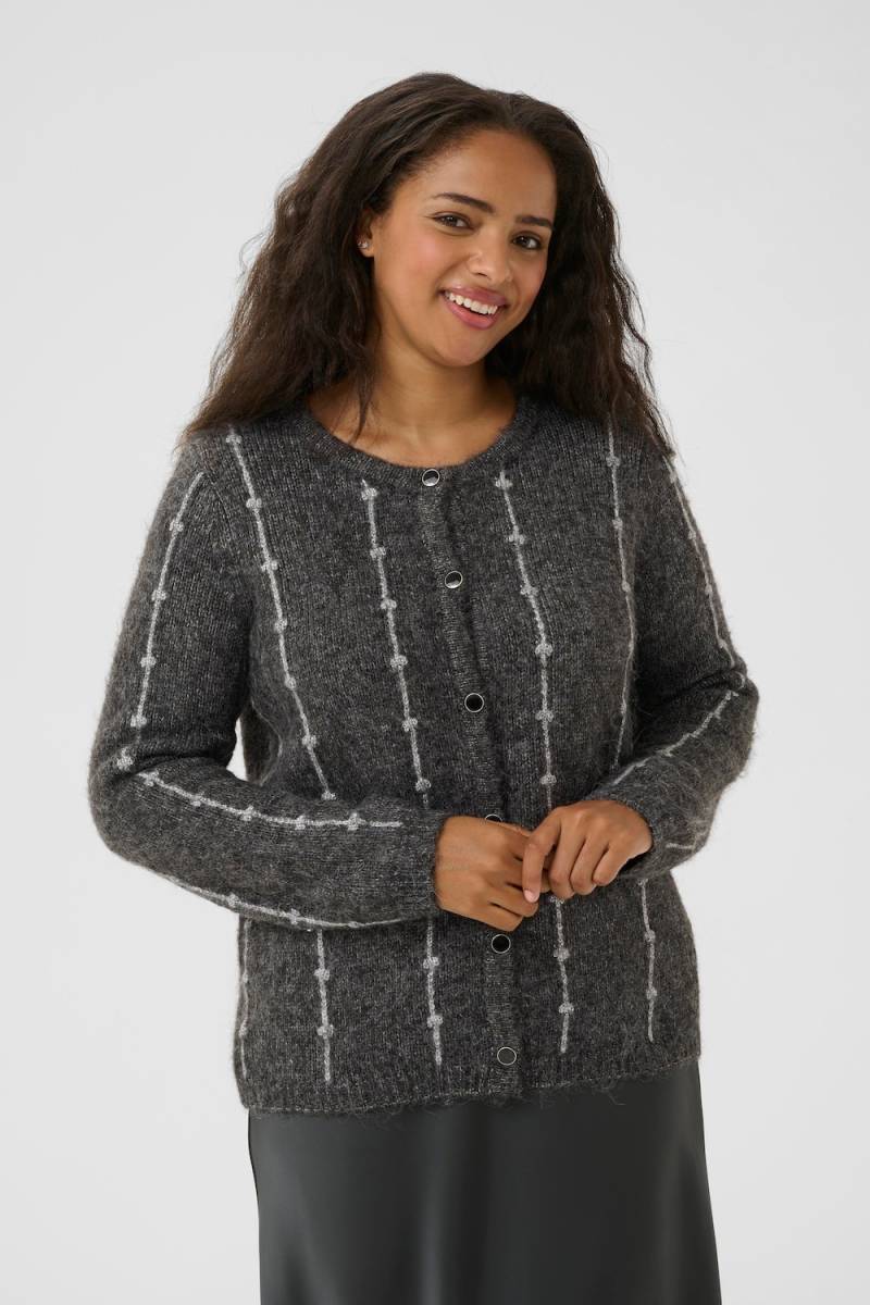 Große Größen Strickjacke Regular fit, Damen, braun, Größe: 3XL, Synthetische Fasern/Polyester, Happy Size DE Women von KAFFE Curve