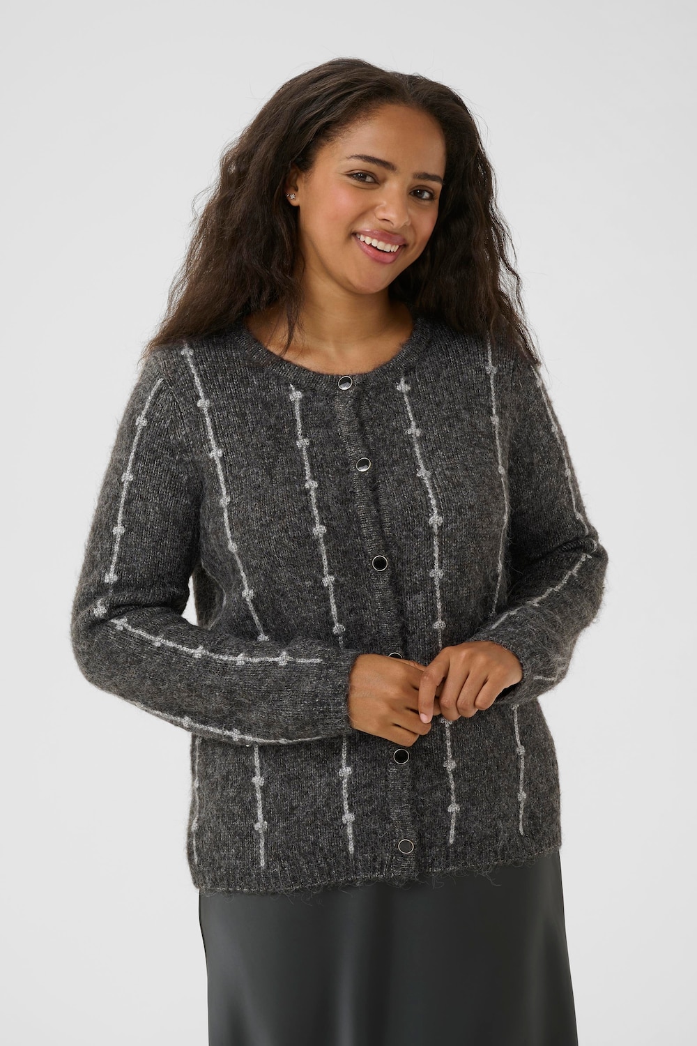 Große Größen Strickjacke Regular fit, Damen, braun, Größe: L, Synthetische Fasern/Polyester, Happy Size DE Women von KAFFE Curve