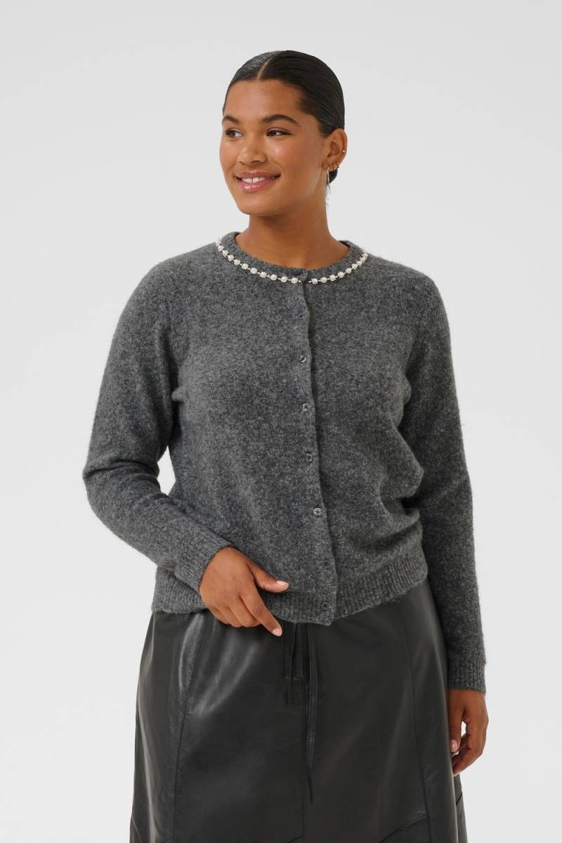 Große Größen Strickjacke Regular fit, Damen, grau, Größe: XL, Polyester/Synthetische Fasern, Happy Size DE Women von KAFFE Curve
