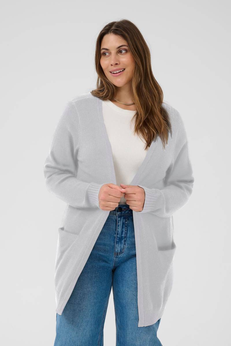 Große Größen Strickjacke Regular fit, Damen, grau, Größe: XXL, Viskose/Nylon/Polyester, Happy Size DE Women von KAFFE Curve