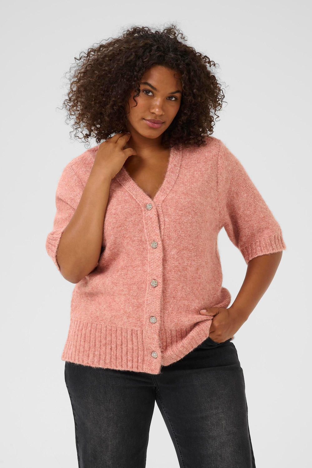 Große Größen Strickjacke Regular fit, Damen, rot, Größe: L, Polyester/Synthetische Fasern, Happy Size DE Women von KAFFE Curve