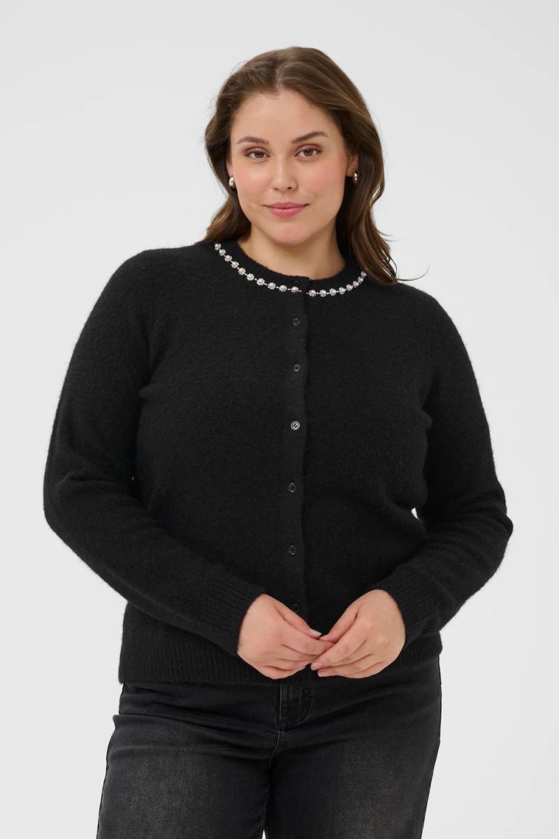 Große Größen Strickjacke Regular fit, Damen, schwarz, Größe: 3XL, Polyester/Synthetische Fasern, Happy Size DE Women von KAFFE Curve