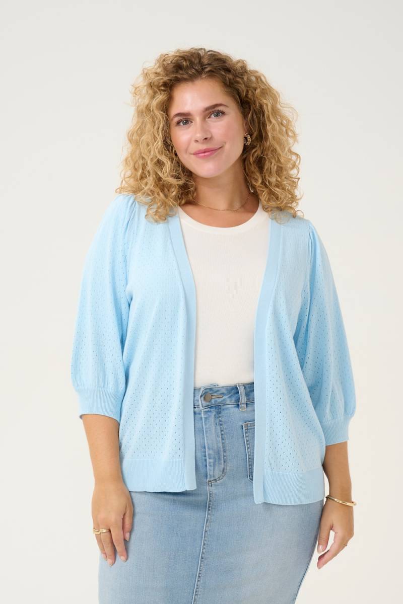 Große Größen Strickjacke Regular fit, Damen, türkis, Größe: XL, Baumwolle, Happy Size DE Women von KAFFE Curve