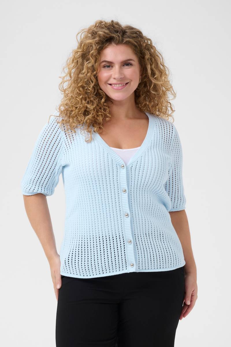 Große Größen Strickjacke Regular fit, Damen, türkis, Größe: XXL, Baumwolle/Synthetische Fasern, Happy Size DE Women von KAFFE Curve