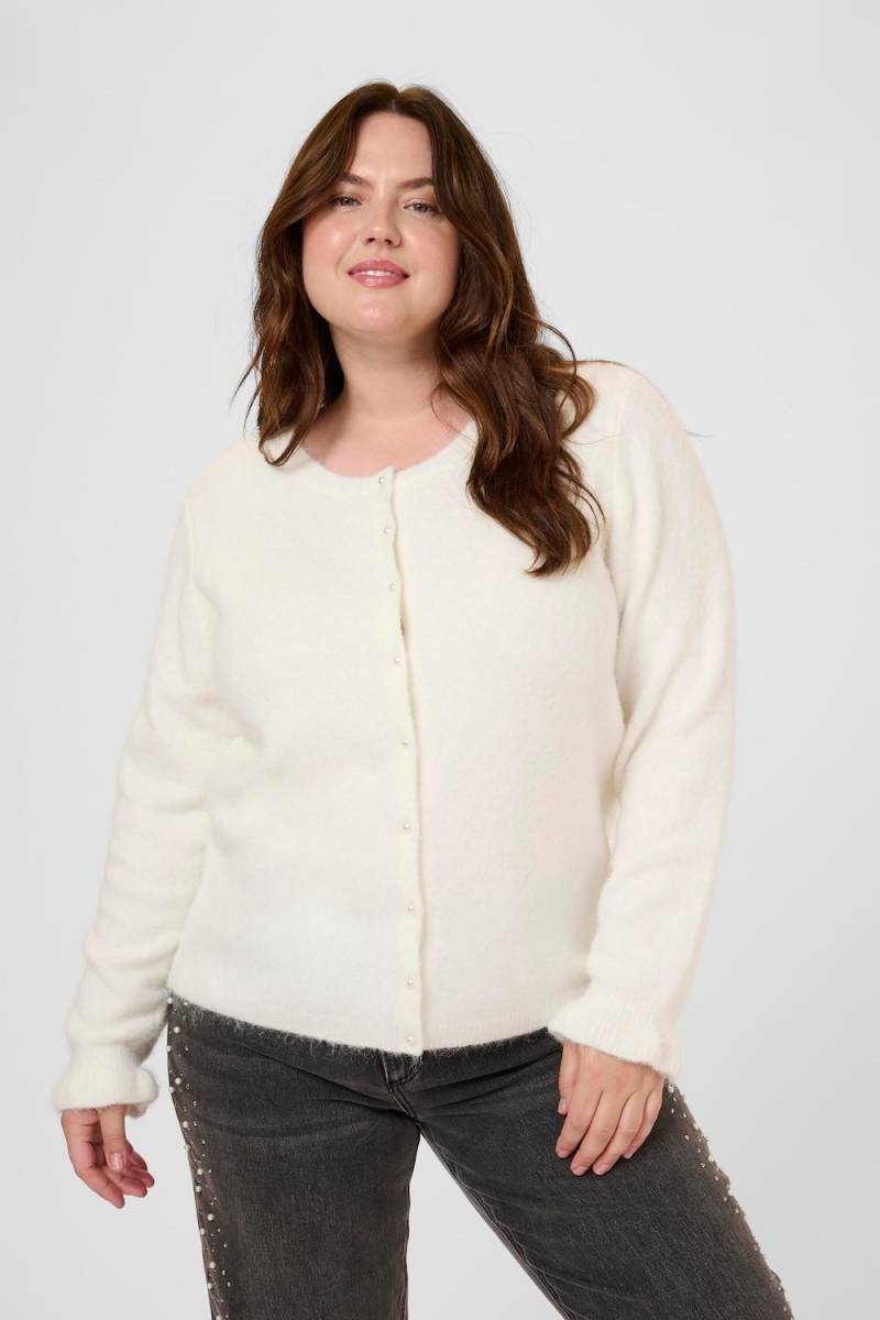 Große Größen Strickjacke Regular fit, Damen, weiß, Größe: XXL, Synthetische Fasern/Polyester, Happy Size DE Women Große Größen Strickjacke Regular fit, Damen, weiß, Größe: XXL, Synthetische Fasern/Polyester, Happy Size DE Women von KAFFE Curve