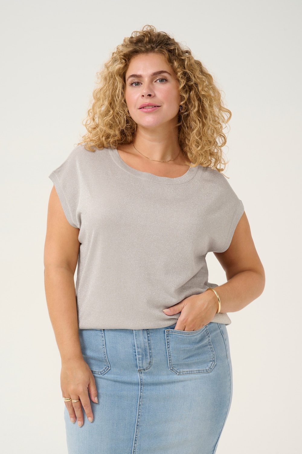 Große Größen Strickpullover Loose fit, Damen, beige, Größe: 3XL, Viskose/Nylon/Polyester, Happy Size DE Women von KAFFE Curve