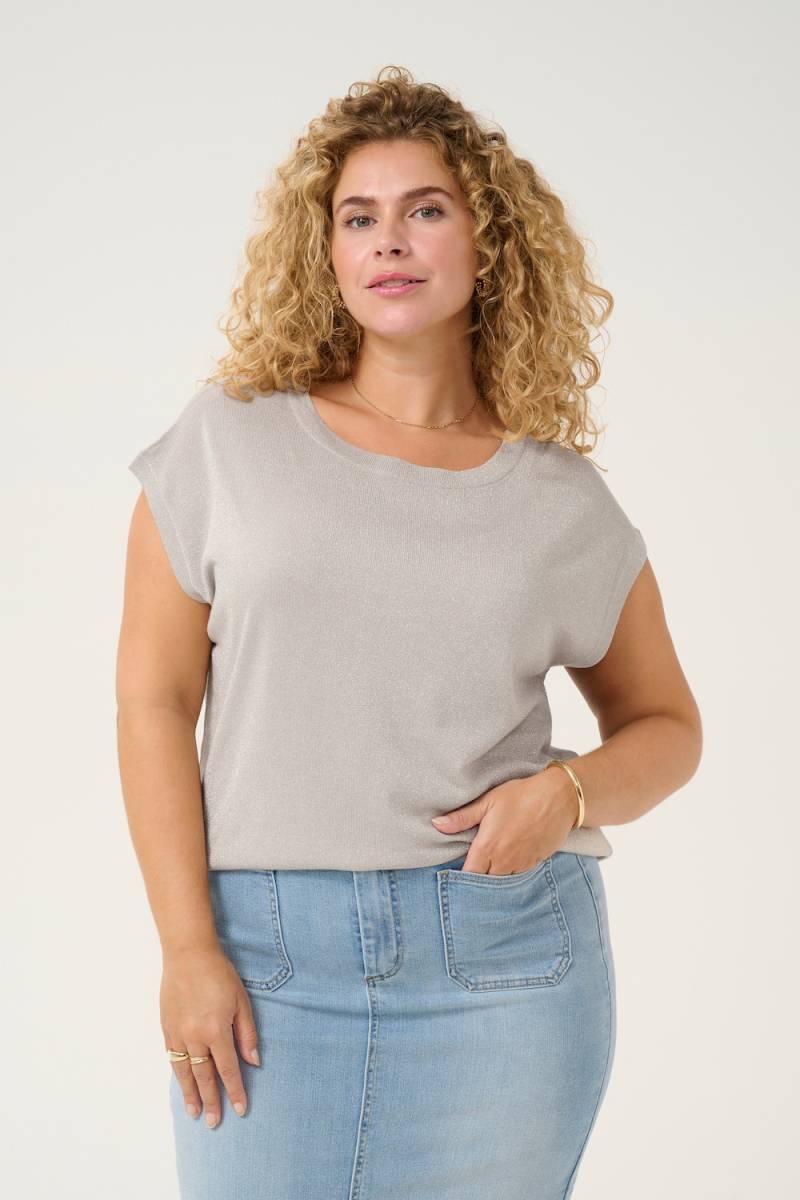 Große Größen Strickpullover Loose fit, Damen, beige, Größe: 3XL, Viskose/Nylon/Polyester, Happy Size DE Women von KAFFE Curve