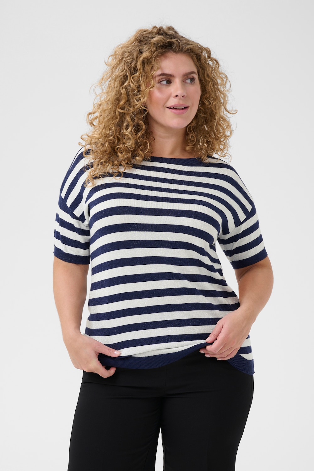 Große Größen Strickpullover Loose fit, Damen, beige, Größe: XXL, Viskose/Nylon/Polyester, Happy Size DE Women von KAFFE Curve