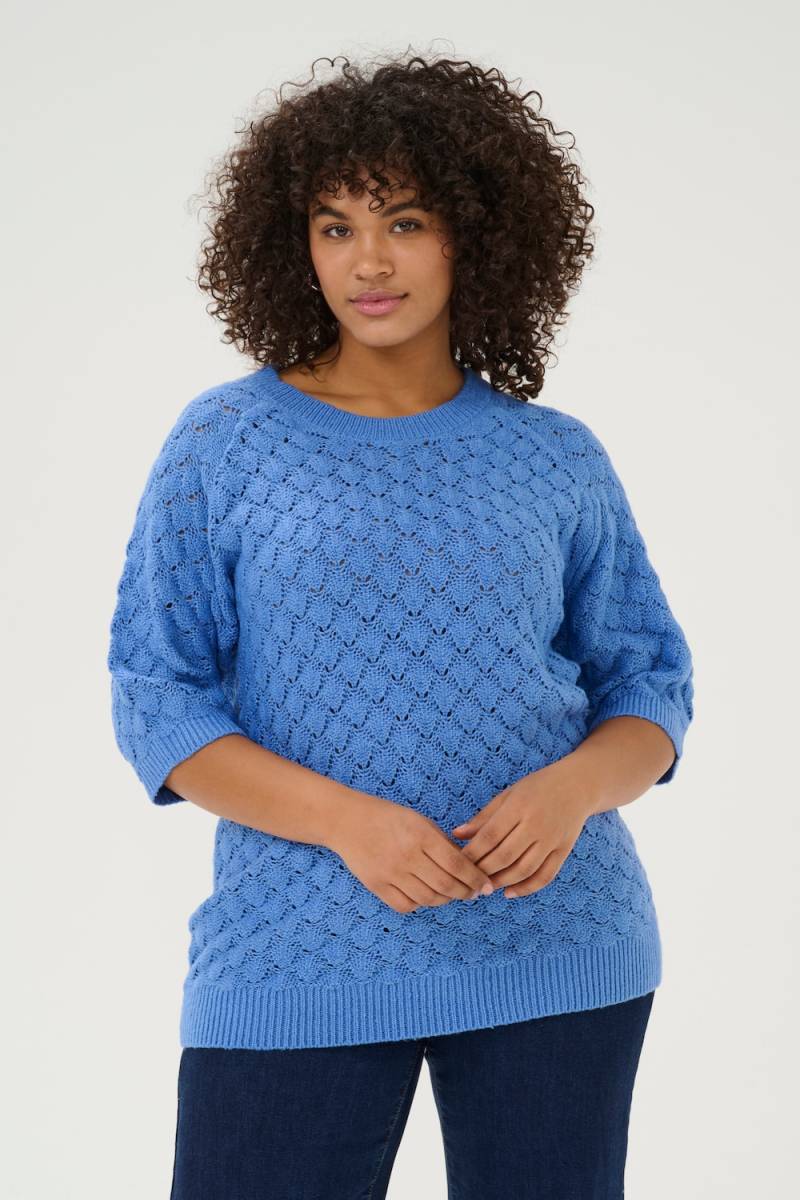 Große Größen Strickpullover Loose fit, Damen, blau, Größe: XL, Baumwolle/Synthetische Fasern, Happy Size DE Women von KAFFE Curve