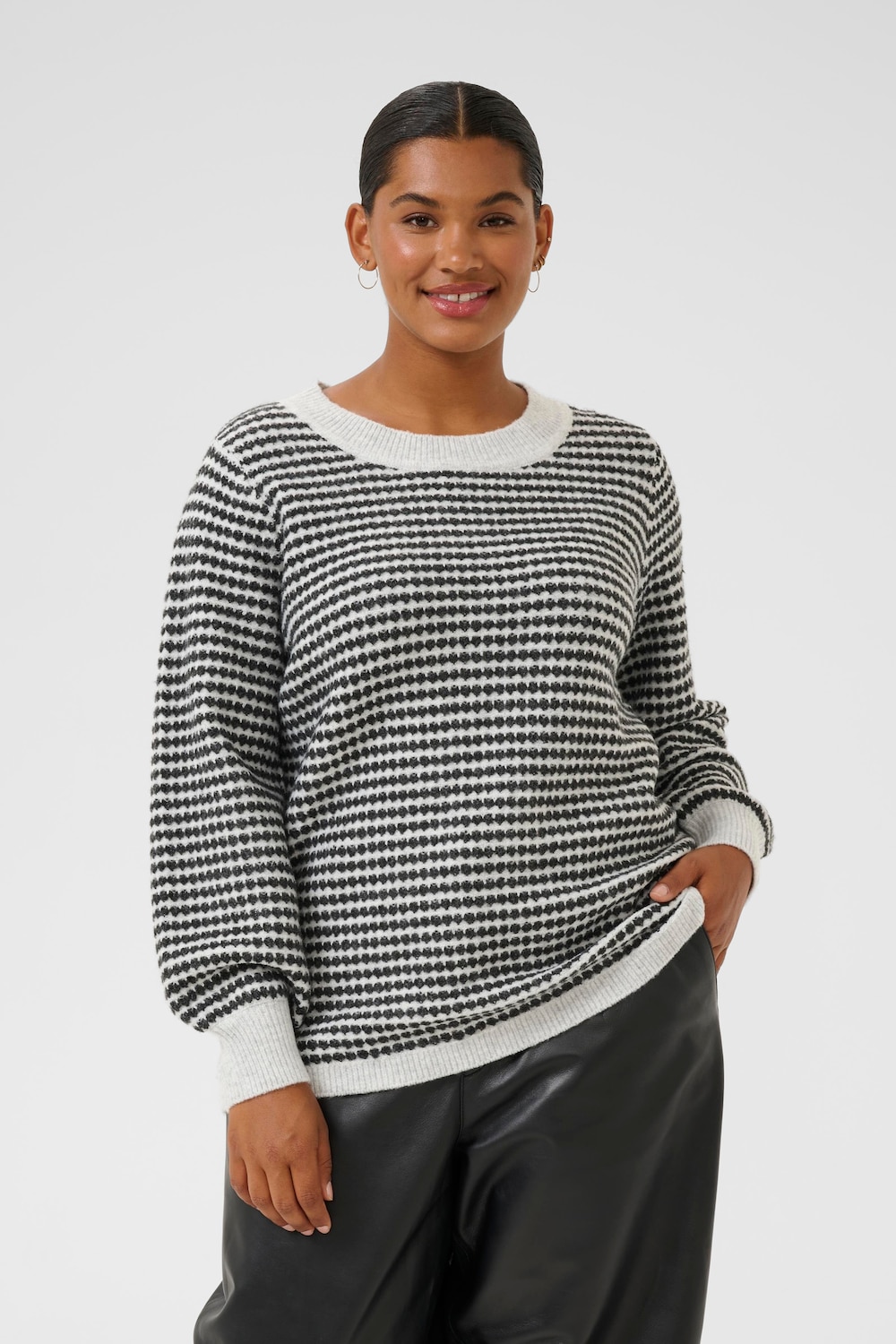 Große Größen Strickpullover Loose fit, Damen, grau, Größe: 3XL, Synthetische Fasern/Polyester/Nylon, Happy Size DE Women von KAFFE Curve