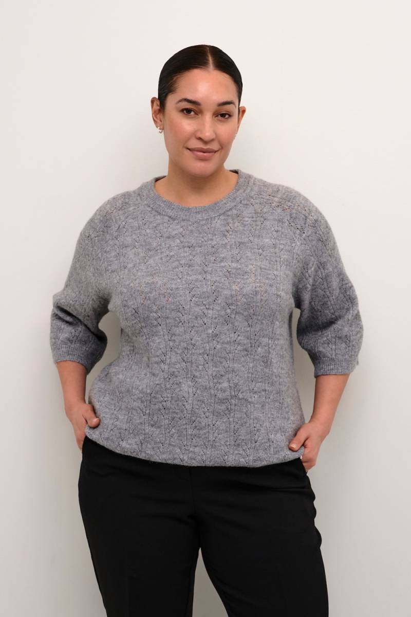 Große Größen Strickpullover Loose fit, Damen, grau, Größe: XL, Polyester/Synthetische Fasern, Happy Size DE Women von KAFFE Curve