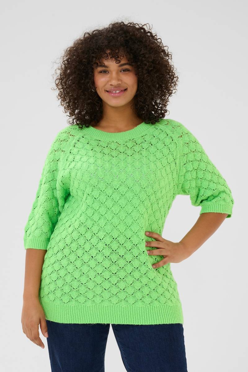 Große Größen Strickpullover Loose fit, Damen, grün, Größe: XL, Baumwolle/Synthetische Fasern, Happy Size DE Women von KAFFE Curve