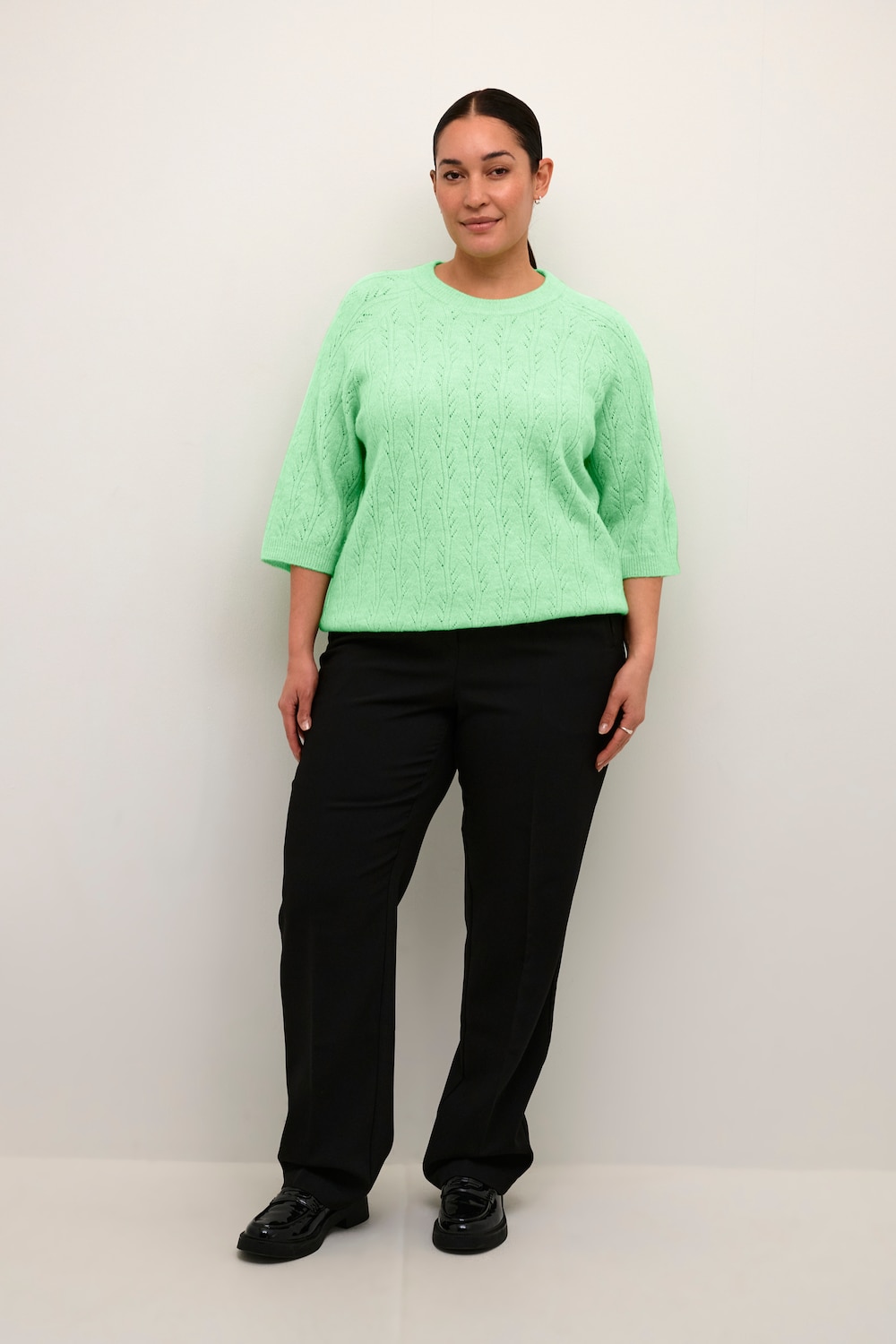 Große Größen Strickpullover Loose fit, Damen, grün, Größe: XXL, Polyester/Synthetische Fasern, Happy Size DE Women Große Größen Strickpullover Loose fit, Damen, grün, Größe: XXL, Polyester/Synthetische Fasern, Happy Size DE Women von KAFFE Curve