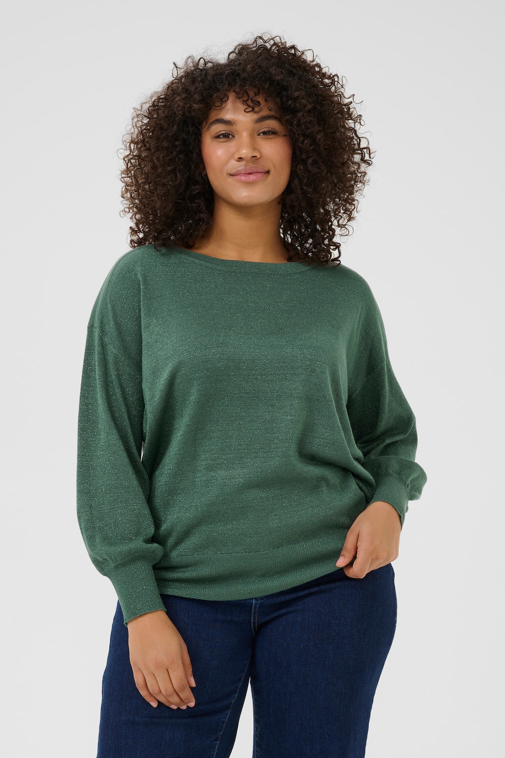 Große Größen Strickpullover Loose fit, Damen, grün, Größe: XXL, Viskose/Nylon/Polyester, Happy Size DE Women von KAFFE Curve