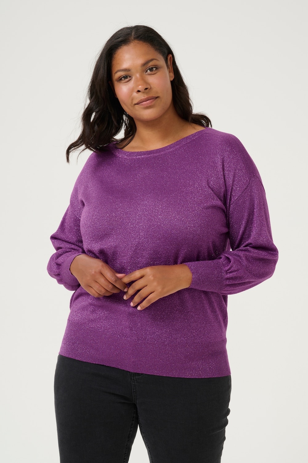Große Größen Strickpullover Loose fit, Damen, lila, Größe: 3XL, Viskose/Nylon/Polyester, Happy Size DE Women von KAFFE Curve