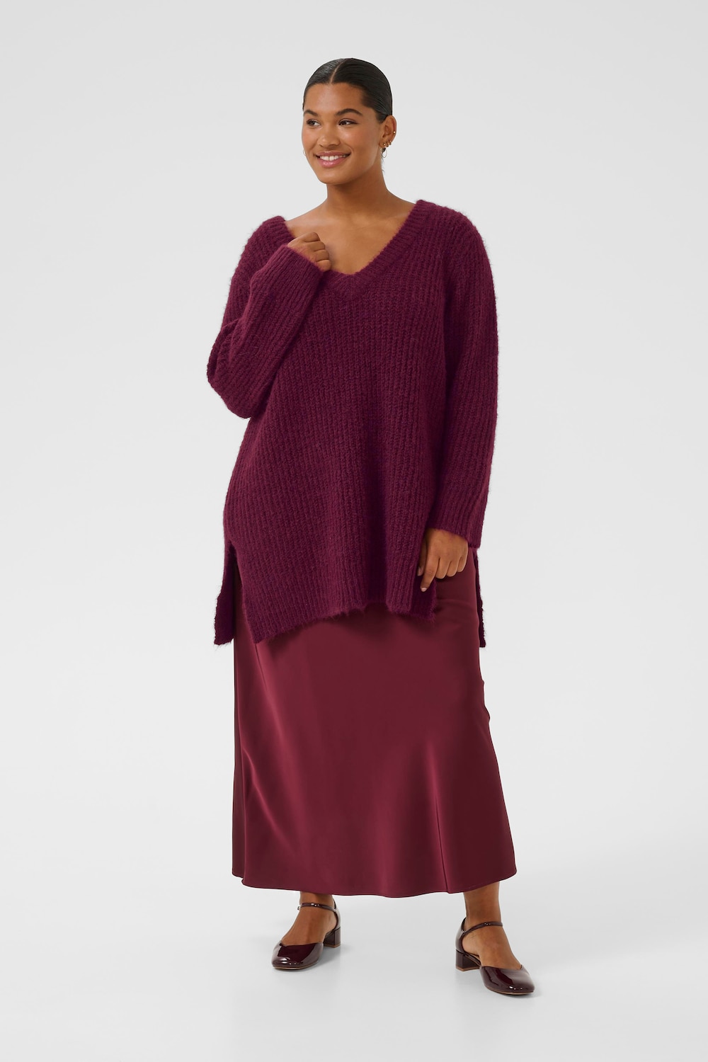 Große Größen Strickpullover Loose fit, Damen, rosa, Größe: L, Polyester/Synthetische Fasern/Wolle, Happy Size DE Women Große Größen Strickpullover Loose fit, Damen, rosa, Größe: L, Polyester/Synthetische Fasern/Wolle, Happy Size DE Women von KAFFE Curve