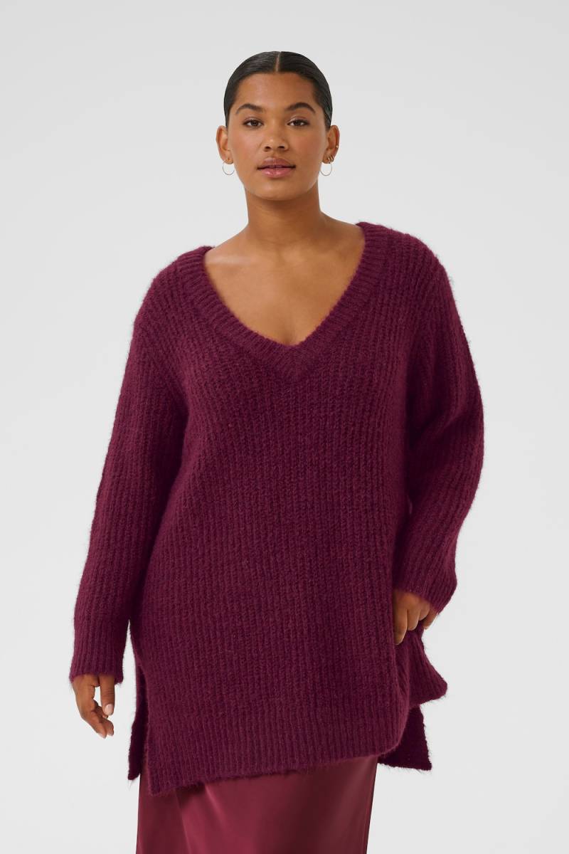 Große Größen Strickpullover Loose fit, Damen, rot, Größe: L, Polyester/Synthetische Fasern/Wolle, Happy Size DE Women von KAFFE Curve