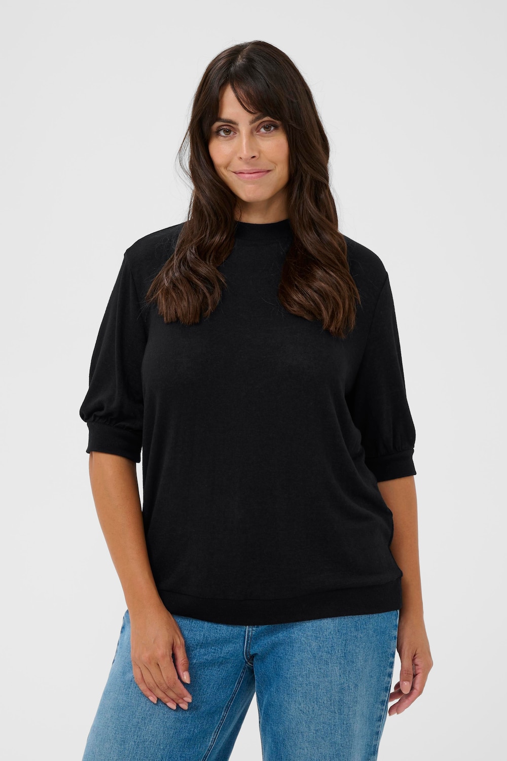 Große Größen Strickpullover Loose fit, Damen, schwarz, Größe: L, Viskose/Polyester, Happy Size DE Women von KAFFE Curve
