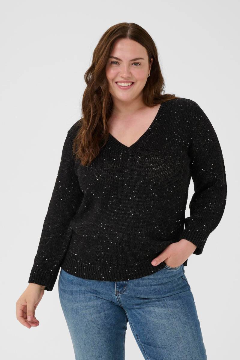 Große Größen Strickpullover Loose fit, Damen, schwarz, Größe: XXL, Polyester/Synthetische Fasern, Happy Size DE Women von KAFFE Curve