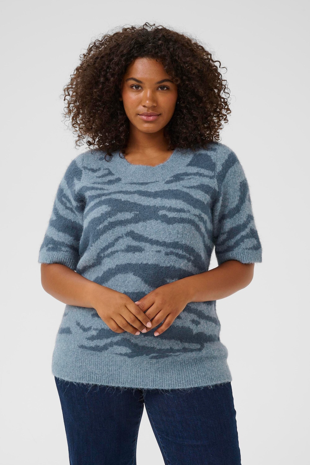 Große Größen Strickpullover Loose fit, Damen, türkis, Größe: 3XL, Polyester/Synthetische Fasern, Happy Size DE Women von KAFFE Curve