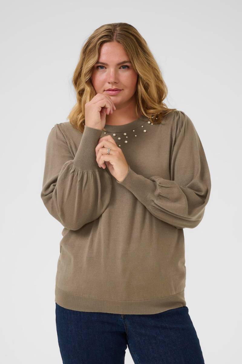 Große Größen Strickpullover Regular fit, Damen, beige, Größe: 3XL, Viskose/Nylon, Happy Size DE Women von KAFFE Curve