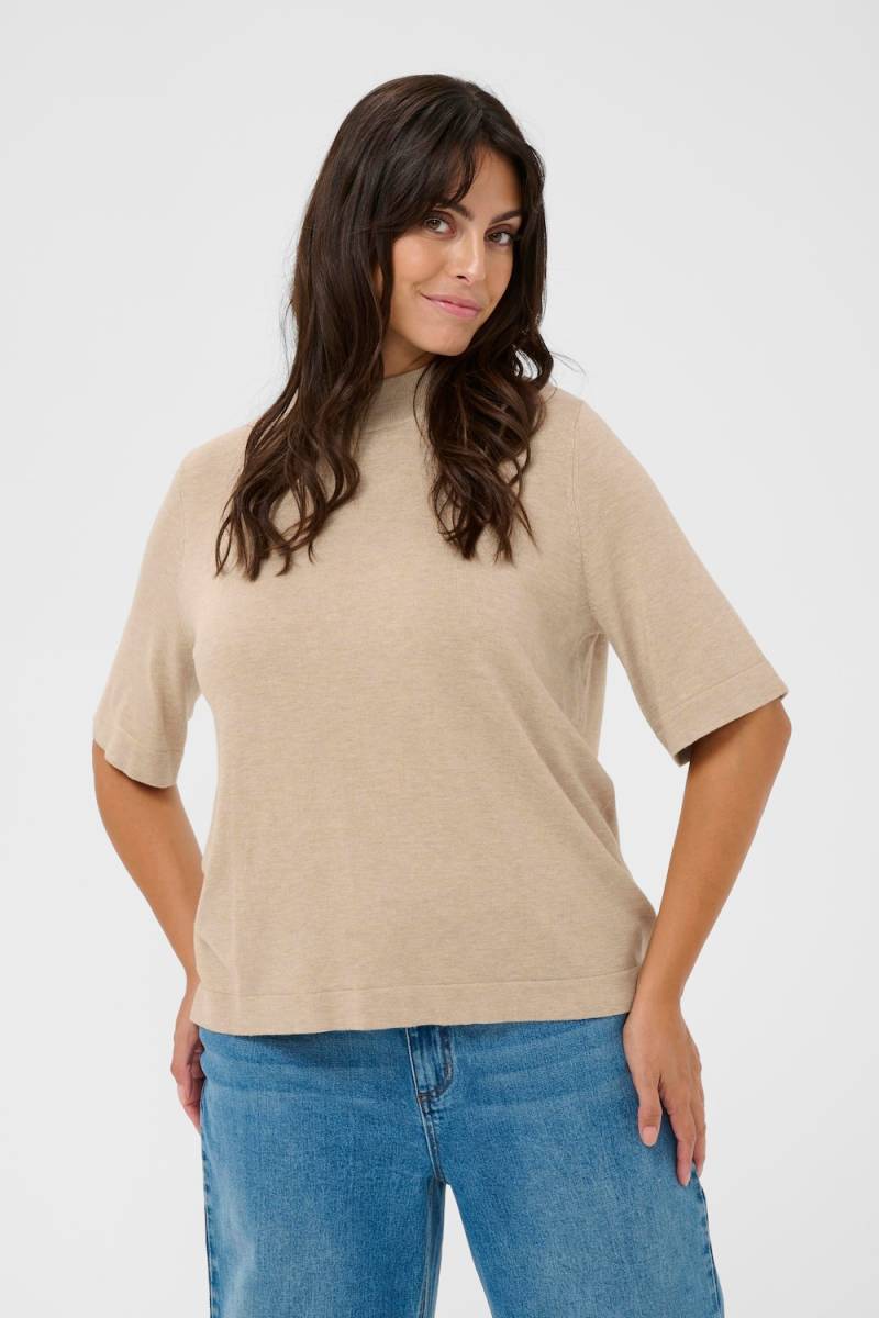 Große Größen Strickpullover Regular fit, Damen, beige, Größe: L, Viskose/Nylon, Happy Size DE Women von KAFFE Curve