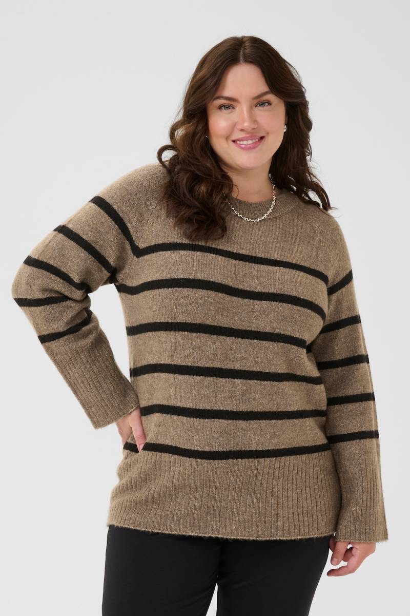 Große Größen Strickpullover Regular fit, Damen, beige, Größe: XXL, Polyester/Synthetische Fasern, Happy Size DE Women von KAFFE Curve