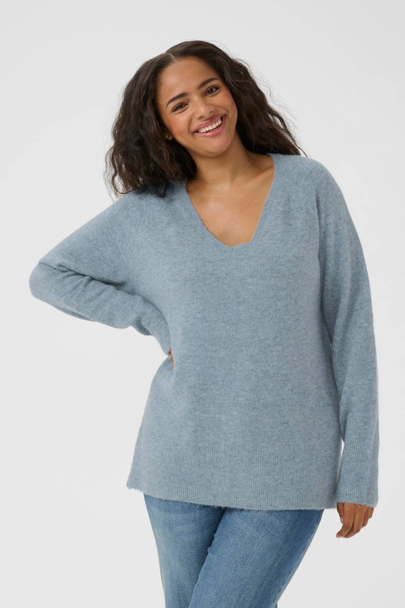 Große Größen Strickpullover Regular fit, Damen, blau, Größe: 3XL, Polyester/Synthetische Fasern/Nylon, Happy Size DE Women von KAFFE Curve