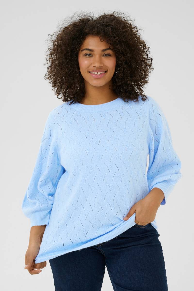 Große Größen Strickpullover Regular fit, Damen, blau, Größe: 3XL, Synthetische Fasern/Polyester, Happy Size DE Women von KAFFE Curve