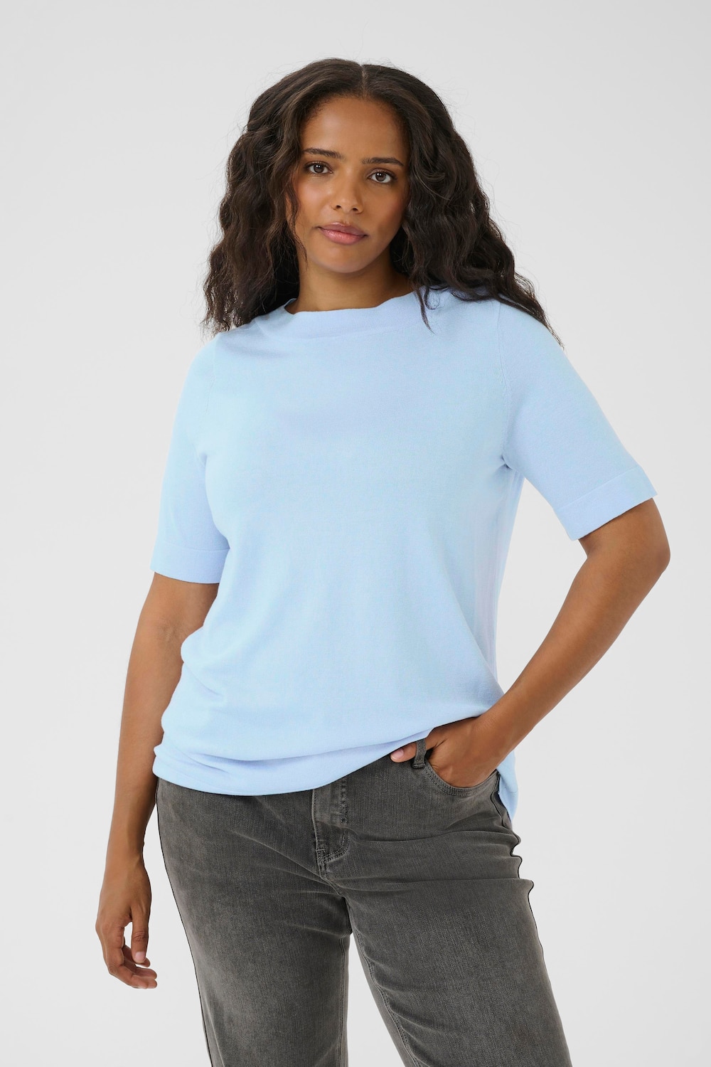 Große Größen Strickpullover Regular fit, Damen, blau, Größe: 3XL, Viskose/Nylon, Happy Size DE Women von KAFFE Curve