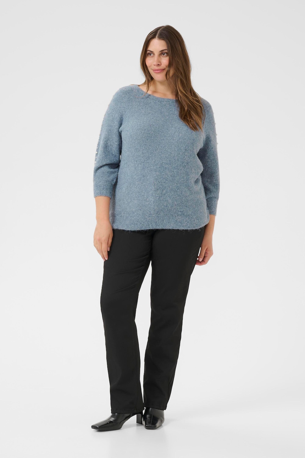 Große Größen Strickpullover Regular fit, Damen, blau, Größe: XXL, Polyester/Synthetische Fasern, Happy Size DE Women von KAFFE Curve