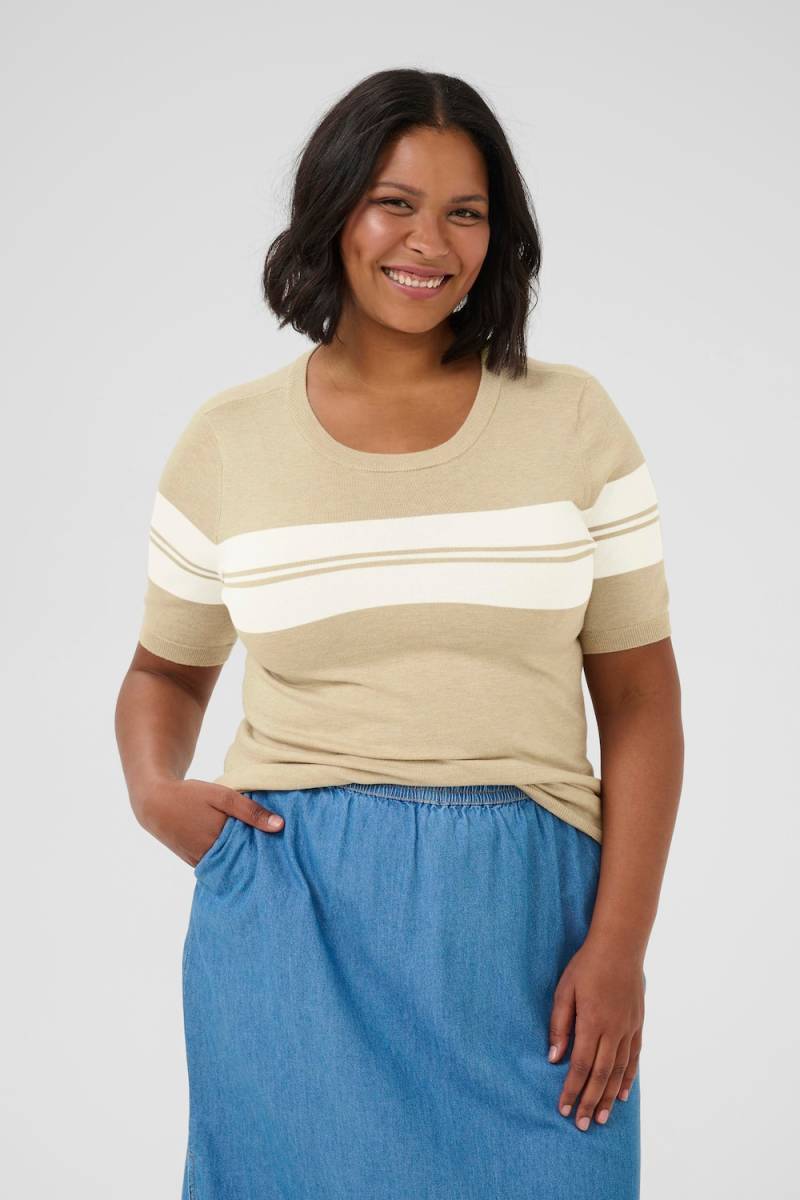 Große Größen Strickpullover Regular fit, Damen, braun, Größe: L, Viskose/Nylon, Happy Size DE Women von KAFFE Curve