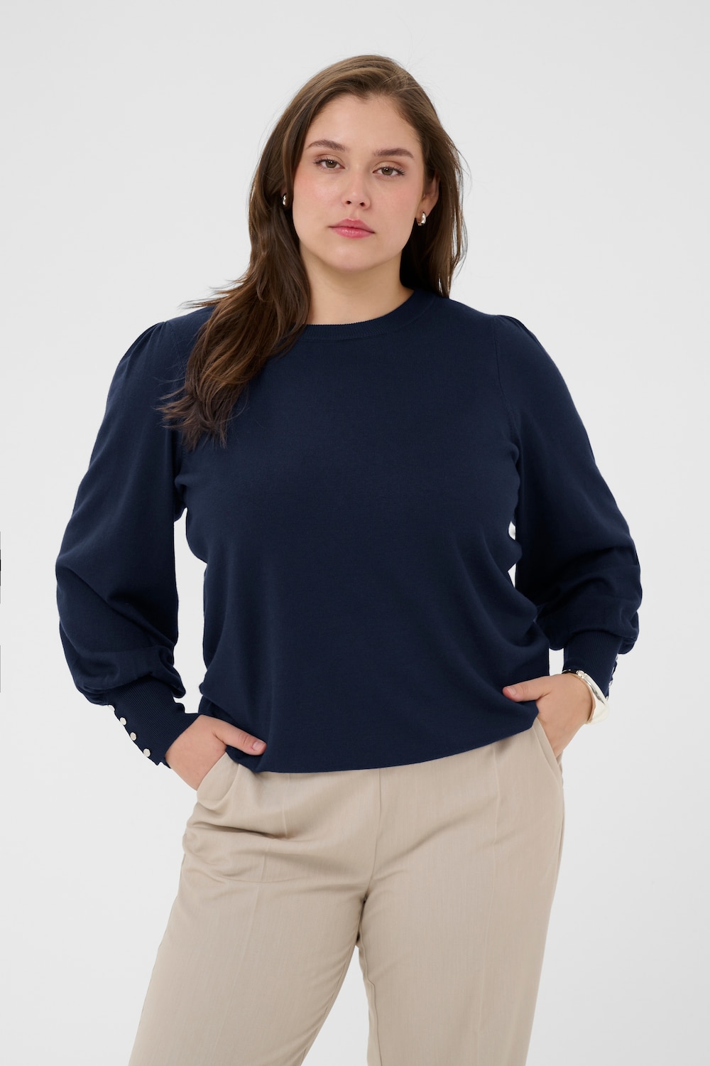 Große Größen Strickpullover Regular fit, Damen, grau, Größe: 3XL, Viskose/Nylon, Happy Size DE Women von KAFFE Curve