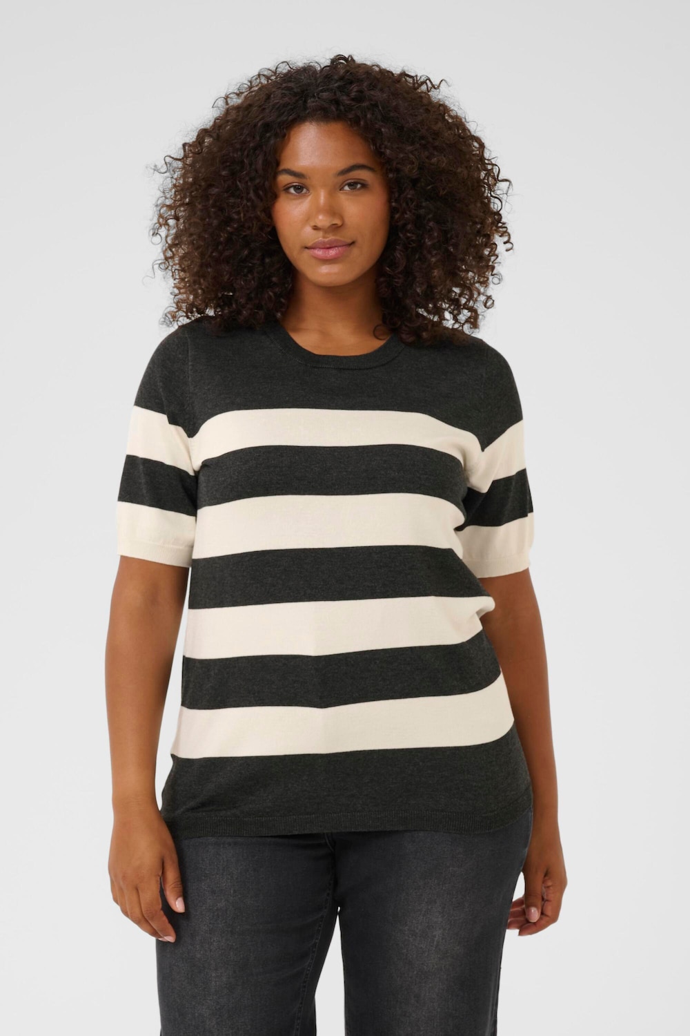 Große Größen Strickpullover Regular fit, Damen, grau, Größe: 3XL, Viskose/Nylon, Happy Size DE Women von KAFFE Curve