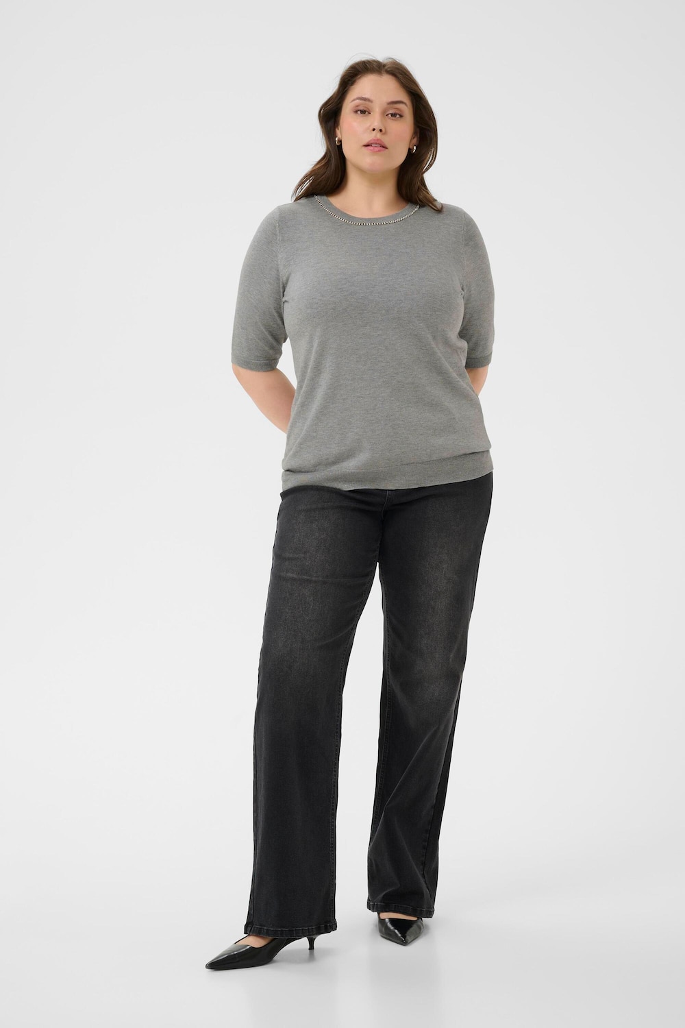 Große Größen Strickpullover Regular fit, Damen, grau, Größe: XXL, Viskose/Nylon, Happy Size DE Women Große Größen Strickpullover Regular fit, Damen, grau, Größe: XXL, Viskose/Nylon, Happy Size DE Women von KAFFE Curve