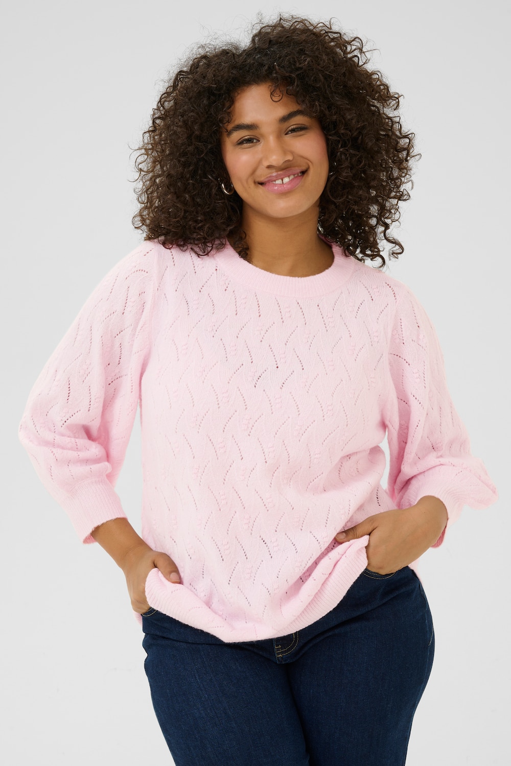 Große Größen Strickpullover Regular fit, Damen, lila, Größe: L, Synthetische Fasern/Polyester, Happy Size DE Women von KAFFE Curve