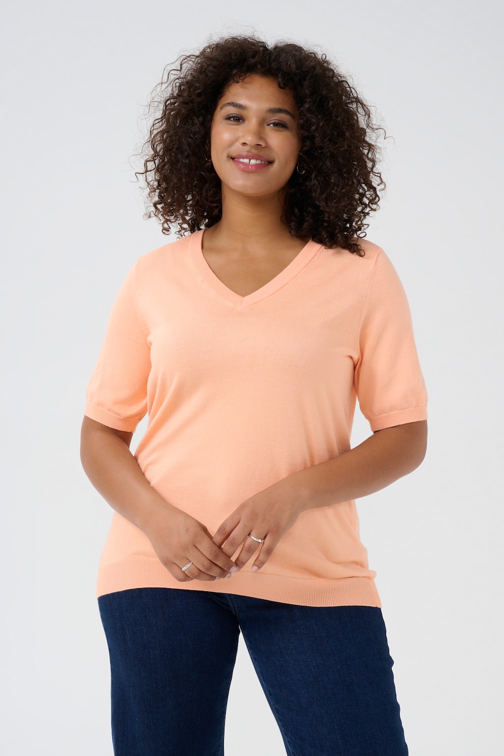 Große Größen Strickpullover Regular fit, Damen, orange, Größe: L, Viskose/Nylon, Happy Size DE Women von KAFFE Curve